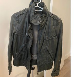 Blue heroes dark Grey leather jacket